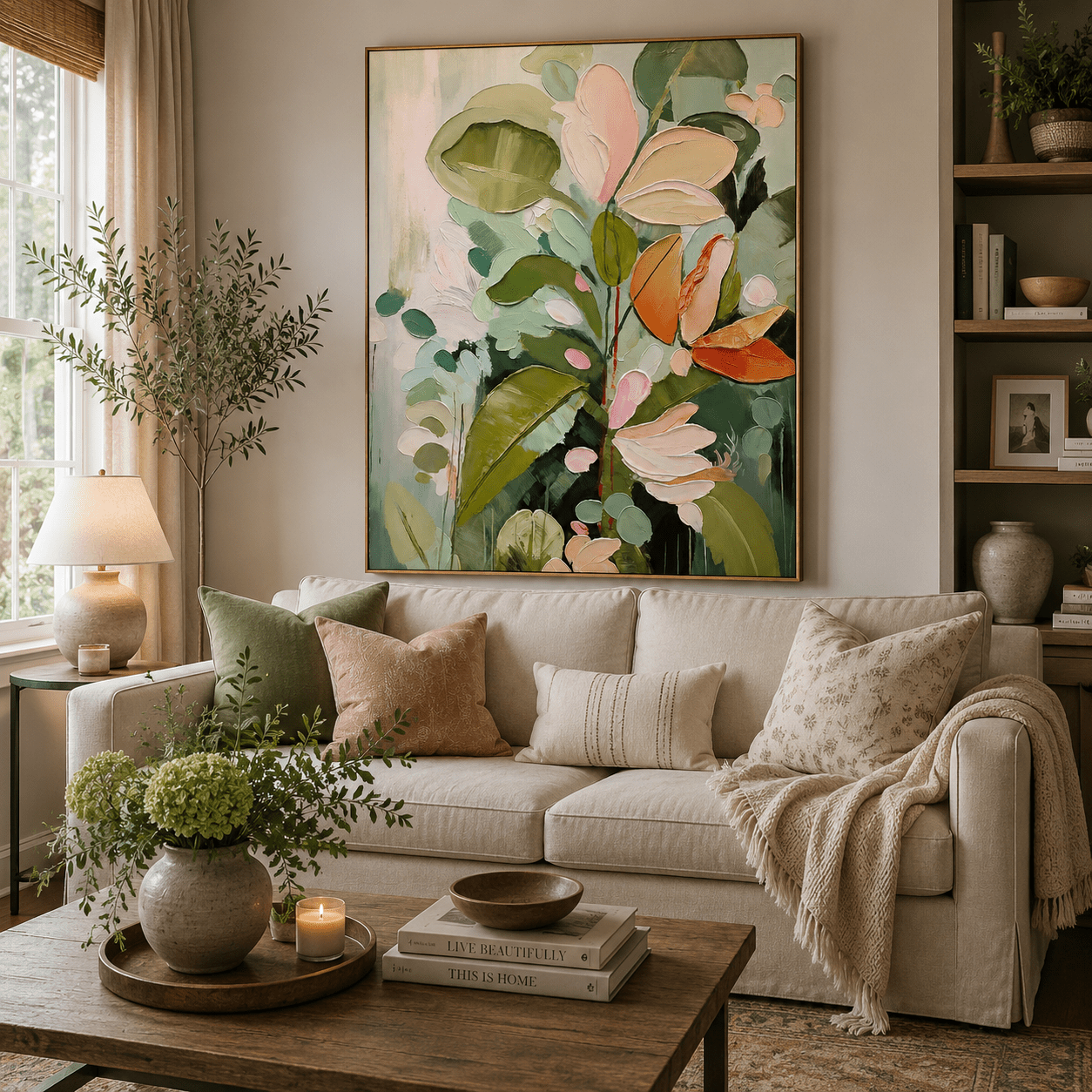 3D Heavy Texture Sage Green Botanical Painting CZ0124 - Viral Wall Art